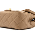 CHANEL 22B PEARL CRUSH MINI RECTANGULAR FLAP BAG LAMBSKIN DARK BEIGE GHW (MICROCHIP)