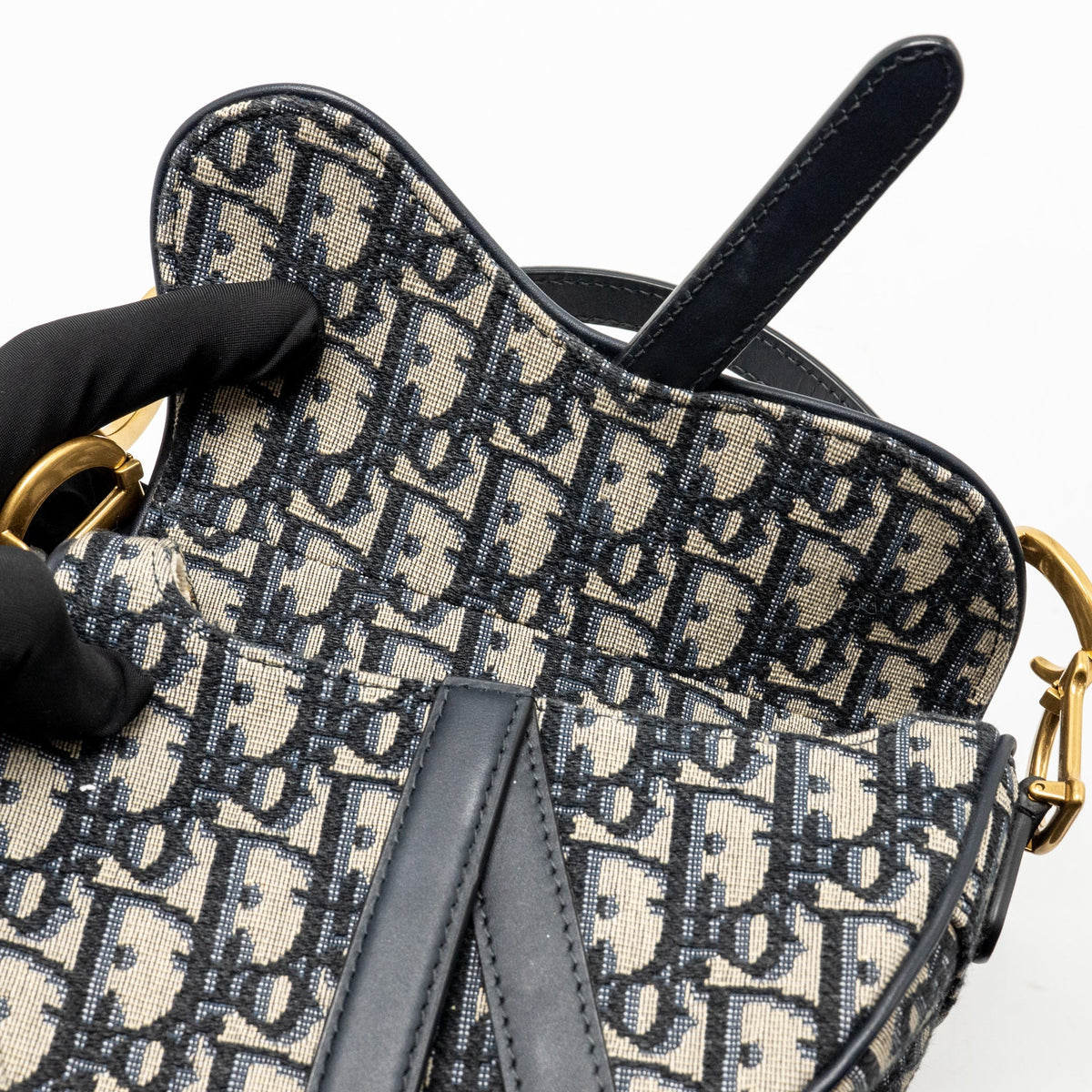 Dior Mini Saddle canvas oblique jacquard canvas blue GHW