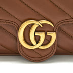 GUCCI GG MARMONT MATELASSE SUPER MINI BAG BROWN GHW