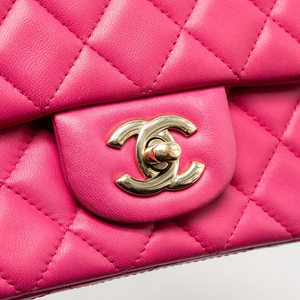 Chanel Mini Rectangular flap bag lambskin pink GHW
