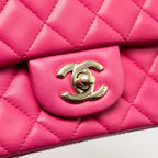 Chanel Mini Rectangular flap bag lambskin pink GHW