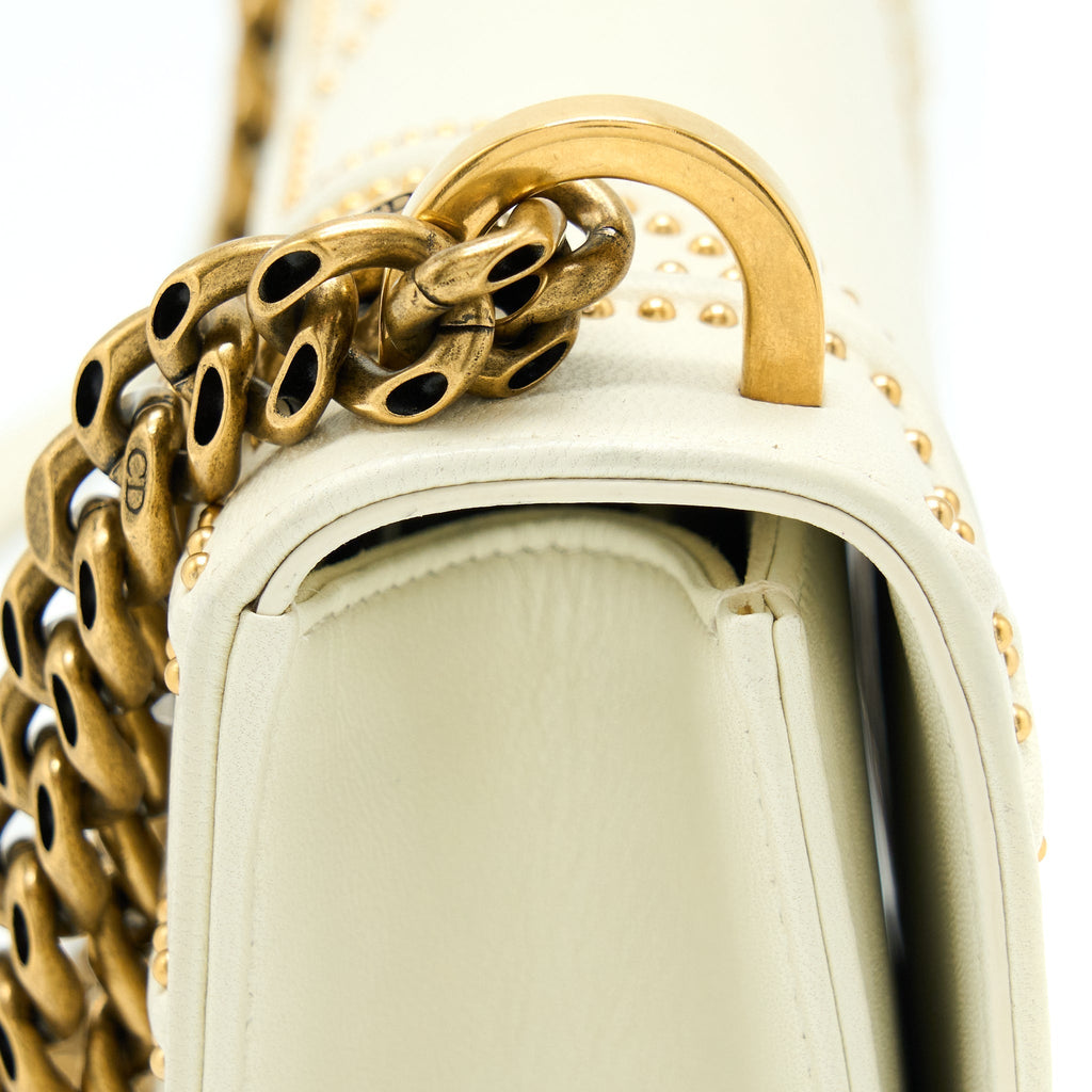 DIOR SMALL DIORAMA ROCKSTUD CROSSBODY BAG LAMBSKIN WHITE GHW