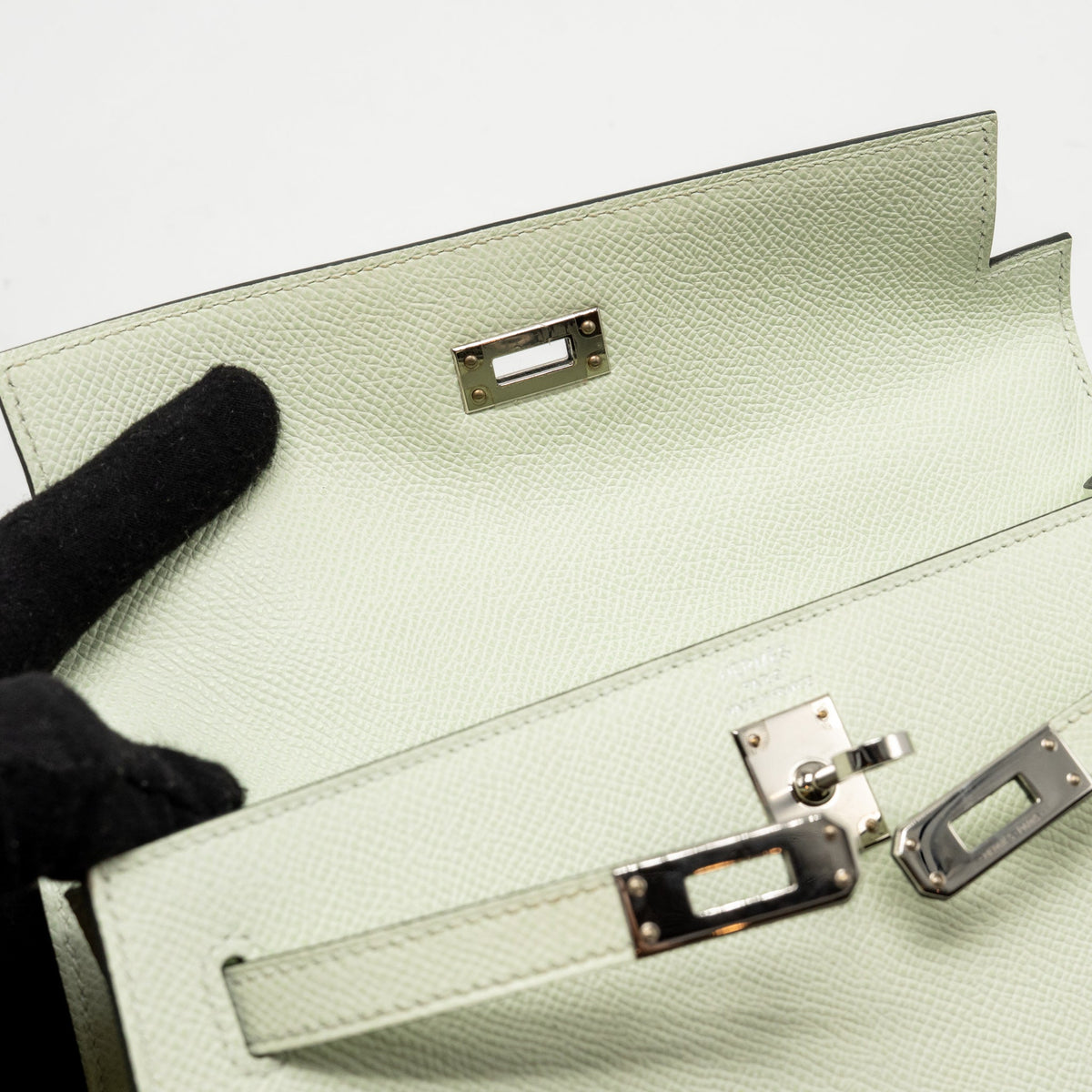 Hermes Kelly 25 Epsom Vert Fizz SHW