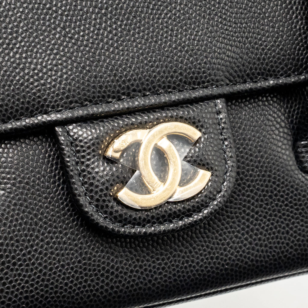 Chanel Preppy Coco Clutch with Leather Strap Grained Shiny Calfskin Black GHW (Microchip)
