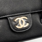 Chanel Preppy Coco Clutch with Leather Strap Grained Shiny Calfskin Black GHW (Microchip)