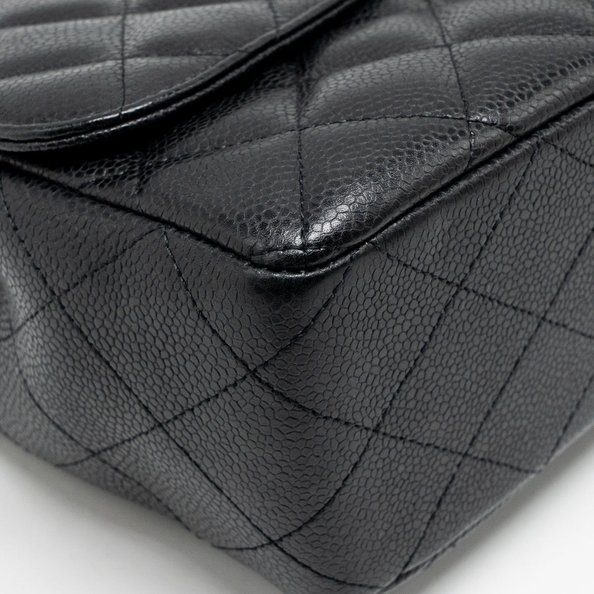 CHANEL JUMBO CLASSIC SINGLE FLAP BAG CAVIAR BLACK SHW
