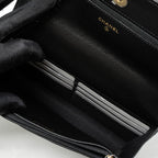 CHANEL DETAIL TOP HANDLE WALLET ON CHAIN LAMBSKIN BLACK BRUSHED GHW (MICROCHIP)
