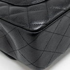 CHANEL JUMBO CLASSIC SINGLE FLAP BAG CAVIAR BLACK SHW