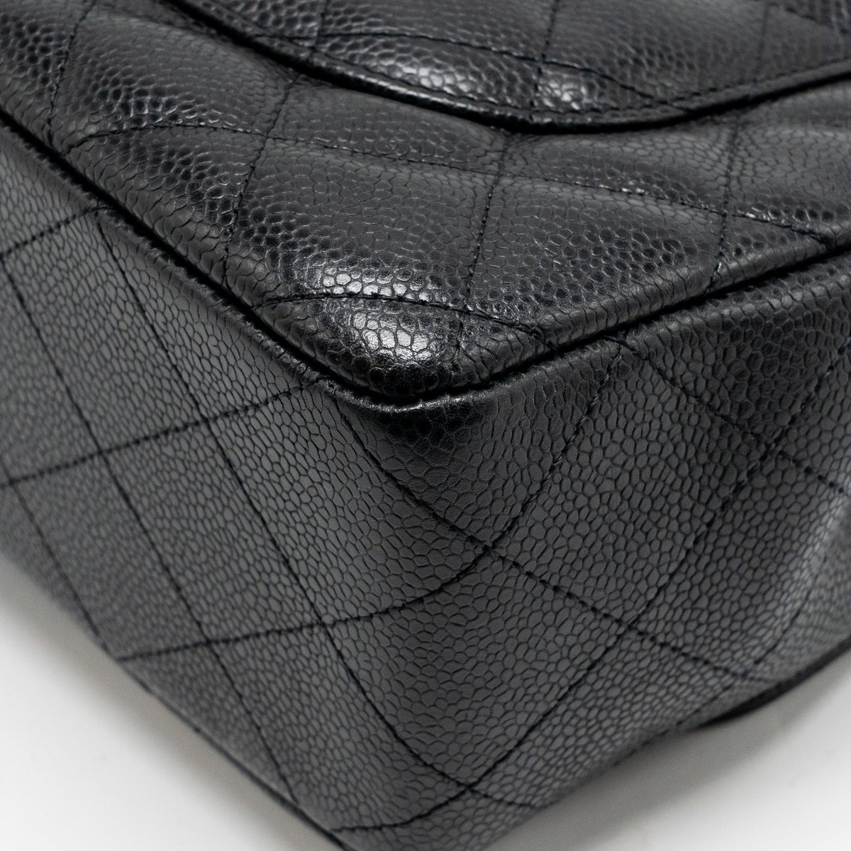 CHANEL JUMBO CLASSIC SINGLE FLAP BAG CAVIAR BLACK SHW