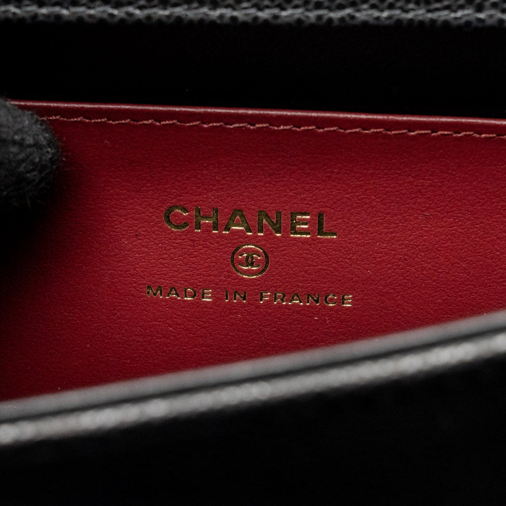 Chanel Preppy Coco Clutch with Leather Strap Grained Shiny Calfskin Black GHW (Microchip)
