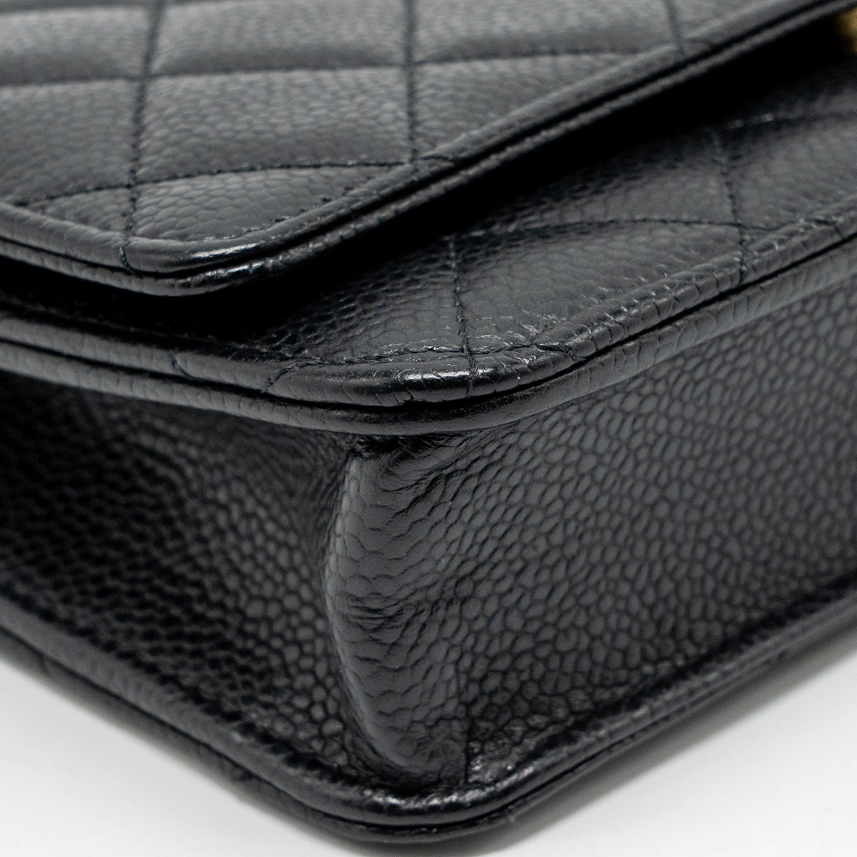 CHANEL CLASSIC WALLET ON CHAIN CAVIAR BLACK GHW (MICROCHIP)