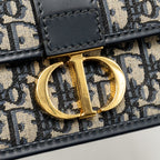 Dior 30 Montaigne East-West Bag with Chain Dior Oblique Jacquard/Calfskin Navy GHW