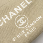 CHANEL DEAUVILLE TOTE BAG CANVAS BEIGE SHW (MICROCHIP)