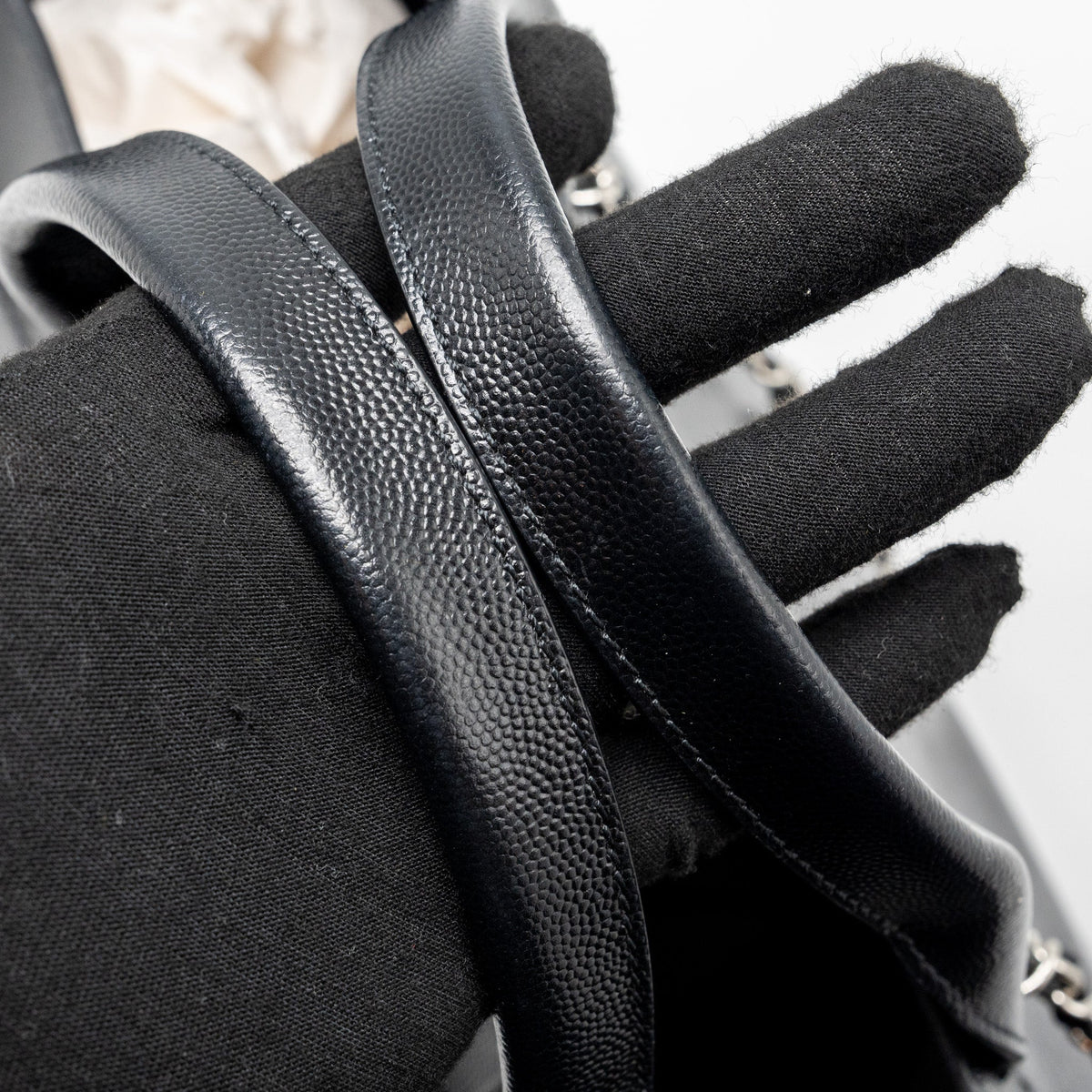 CHANEL DEAUVILLE STUDDED TOTE BAG CAVIAR BLACK SHW