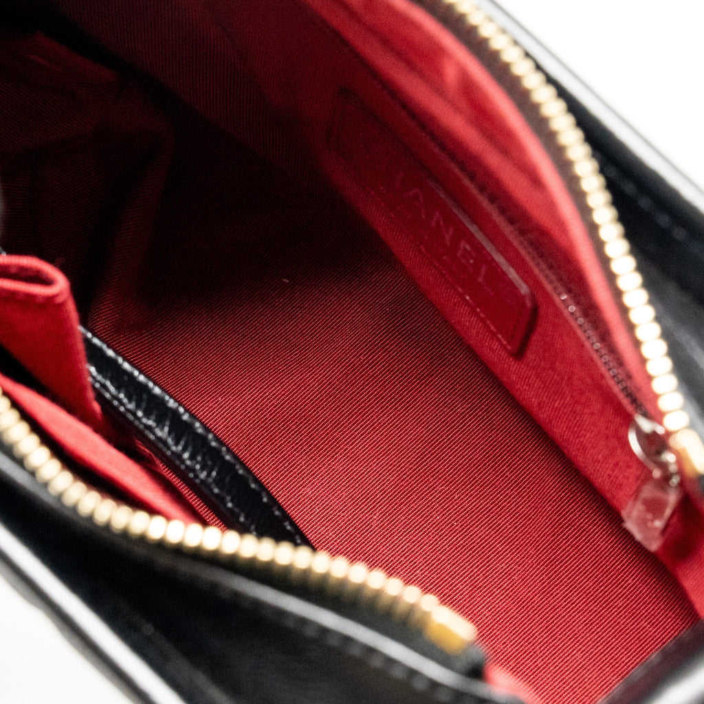 CHANEL SMALL GABRIELLE HOBO BAG WITH TOP HANDLE AGED CALFSKIN BLACK MULTICOLOURED HARDWARE