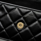 CHANEL DETAIL TOP HANDLE WALLET ON CHAIN LAMBSKIN BLACK BRUSHED GHW (MICROCHIP)