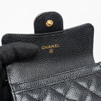 CHANEL CLASSIC FLAP CARD HOLDER CAVIAR BLACK GHW (MICROCHIP)