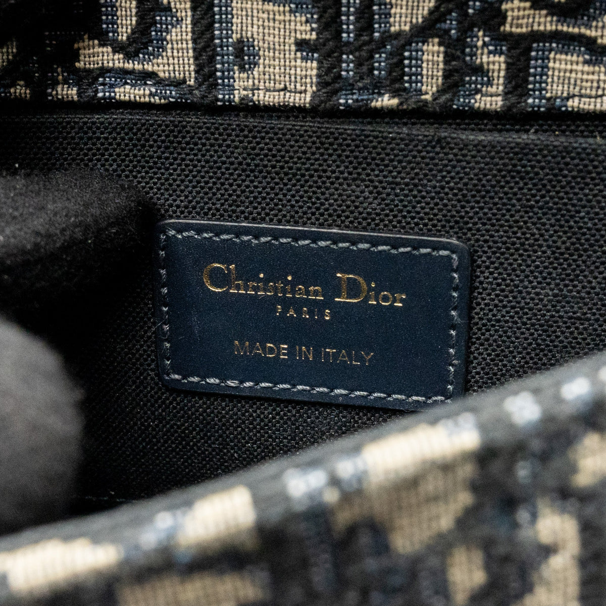 Dior 30 Montaigne East-West Bag with Chain Dior Oblique Jacquard/Calfskin Navy GHW