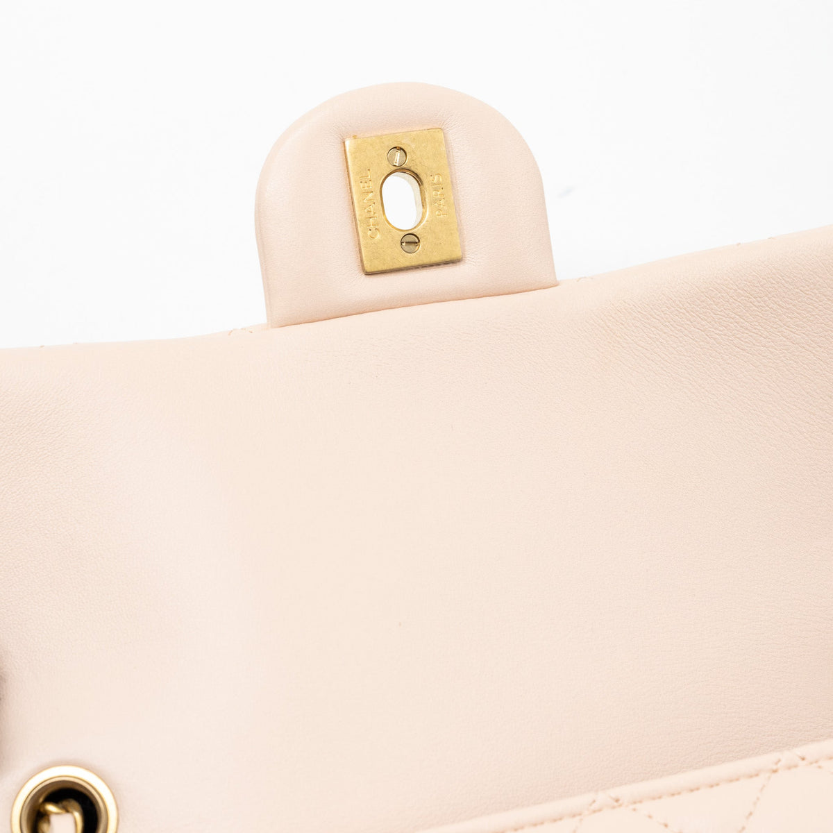 CHANEL PEARL CRUSH MINI RECTANGULAR FLAP BAG LAMBSKIN LIGHT PINK GHW (MICROCHIP)