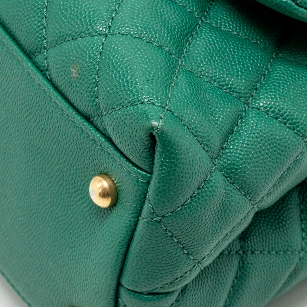 Chanel Medium Coco Handle Caviar Green GHW