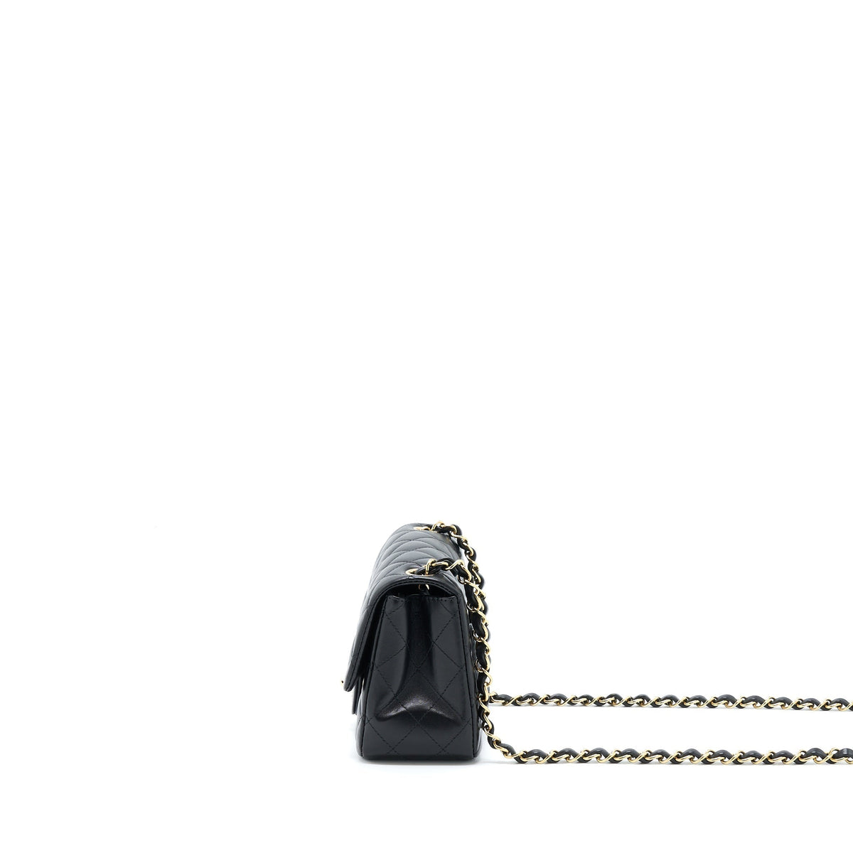 CHANEL MINI SQUARE FLAP BAG LAMBSKIN BLACK LGHW (MICROCHIP)