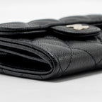 CHANEL CLASSIC FLAP CARD HOLDER CAVIAR BLACK LGHW (MICROCHIP)