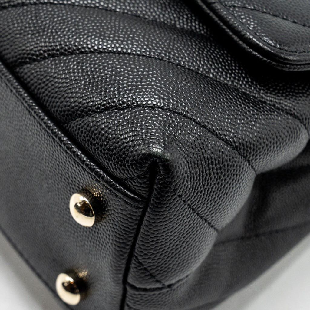 CHANEL SMALL COCO HANDLE CHEVRON CAVIAR BLACK LGHW