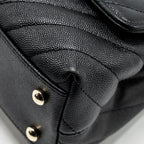 CHANEL SMALL COCO HANDLE CHEVRON CAVIAR BLACK LGHW