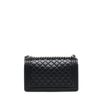 CHANEL MEDIUM BOY BLACK LAMBSKIN RUTHENIUM SHW