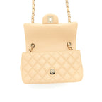 CHANEL MINI RECTANGULAR LAMBSKIN BEIGE LGHW(MICROCHIP)