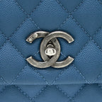 CHANEL MEDIUM COCO HANDLE CAVIAR BLUE RUTHENIUM SHW