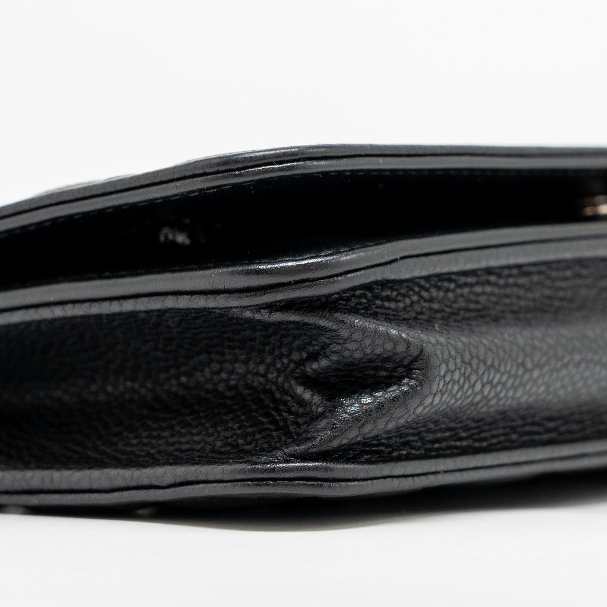 CHANEL QUILTED DIAMOND CC LOGO WALLET ON CHAIN CAVIAR BLACK SHW