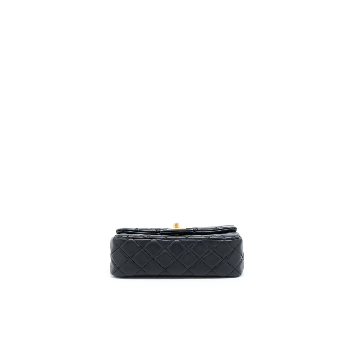 CHANEL PEARL CRUSH MINI RECTANGULAR FLAP BAG LAMBSKIN BLACK BRUSHED GHW