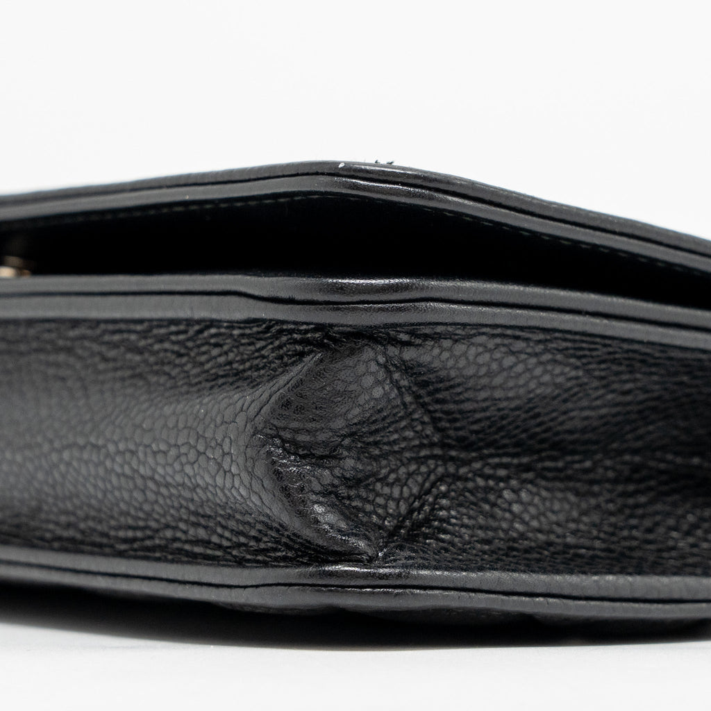 CHANEL QUILTED DIAMOND CC LOGO WALLET ON CHAIN CAVIAR BLACK SHW