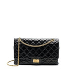 CHANEL 2.55 REISSUE 227 SHINY AGED CALFSKIN BLACK GHW