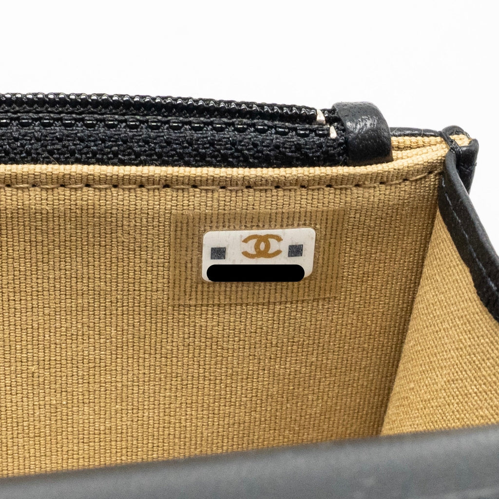 CHANEL PEARL CRUSH MINI FLAP WALLET ON CHAIN LAMBSKIN BLACK GHW (MICROCHIP)