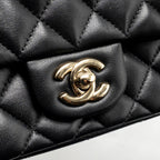 CHANEL MINI SQUARE FLAP BAG LAMBSKIN BLACK LGHW (MICROCHIP)