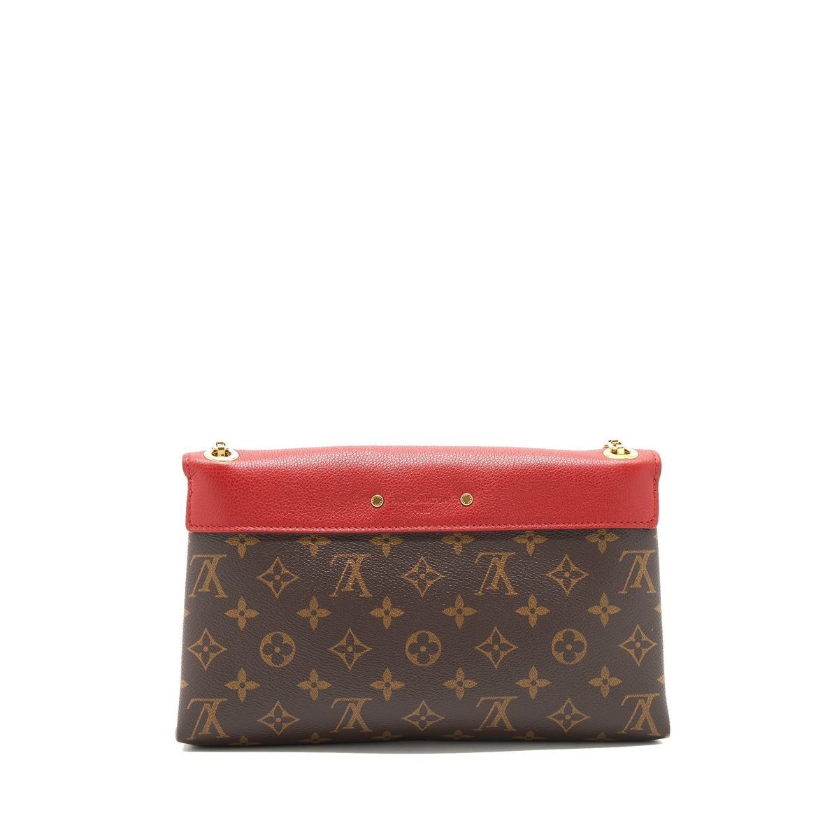 LOUIS VUITTON PALLAS CHAIN HANDBAG MONOGRAM CANVAS RED