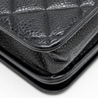 CHANEL QUILTED DIAMOND CC LOGO WALLET ON CHAIN CAVIAR BLACK SHW