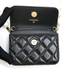 CHANEL MINI FLAP BAG WITH GIANT PEARL CHAIN LAMBSKIN BLACK LGHW