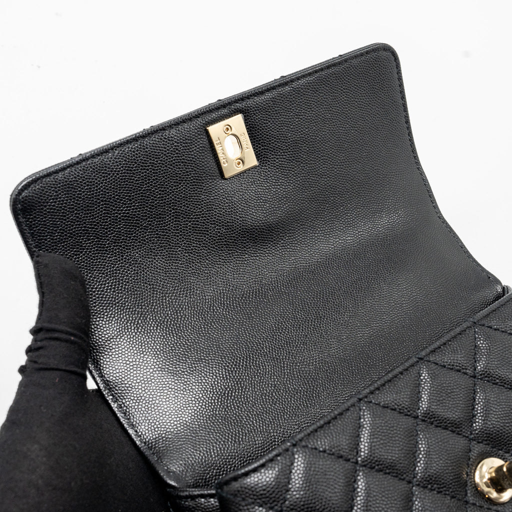 CHANEL SMALL COCO HANDLE CAVIAR BLACK LGHW (MICROCHIP)