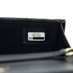 CHANEL MINI FLAP BAG WITH GIANT PEARL CHAIN LAMBSKIN BLACK LGHW