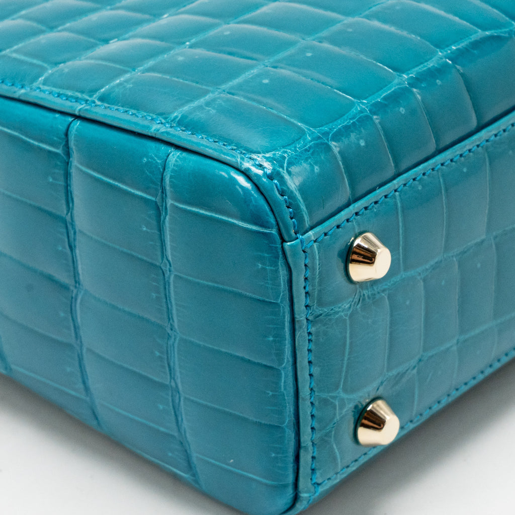 Dior mini lady dior shiny crocodile niloticus blue with crystal LGHW