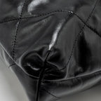 CHANEL MEDIUM 22 BAG SHINY CALFSKIN BLACK GHW (MICROCHIP)