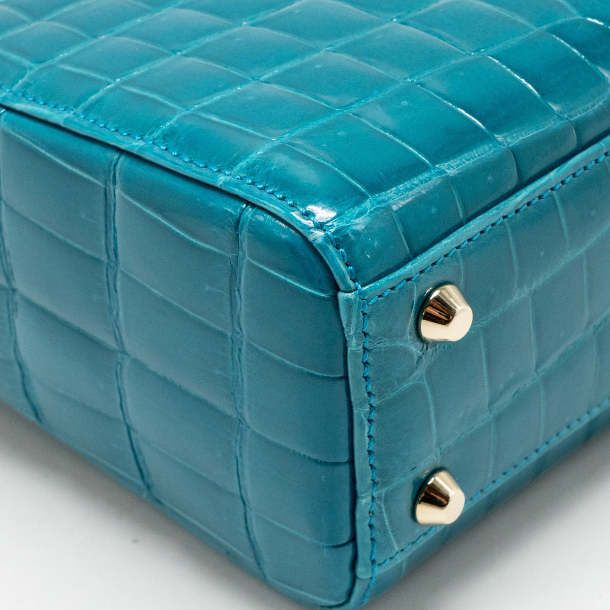 Dior mini lady dior shiny crocodile niloticus blue with crystal LGHW