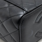 CHANEL TOP HANDLE LONG VANITY CASE WITH CHAIN LAMBSKIN BLACK LGHW (MICROCHIP)