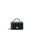 CHANEL 21K TOP HANDLE MINI RECTANGULAR FLAP BAG BLACK GHW