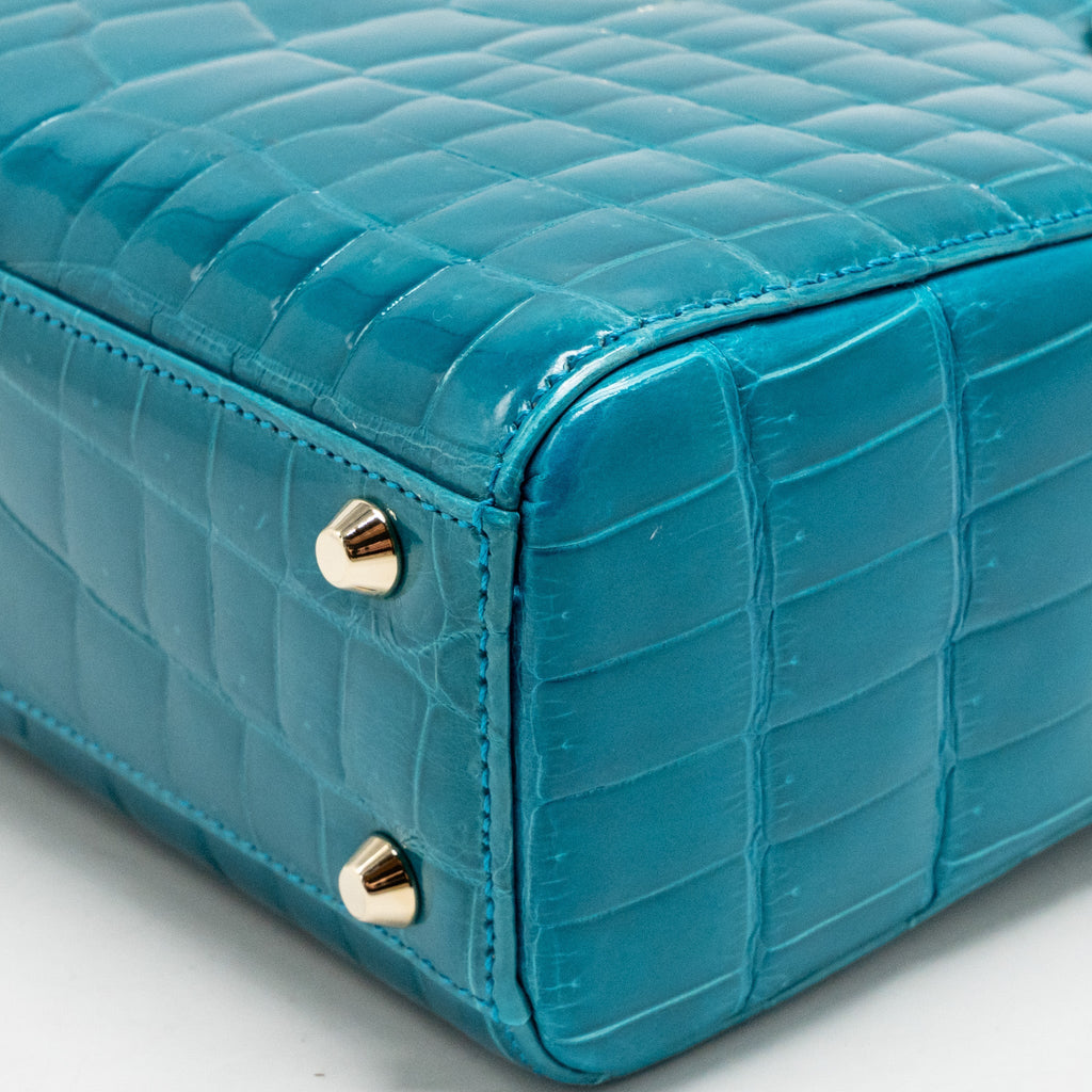 Dior mini lady dior shiny crocodile niloticus blue with crystal LGHW