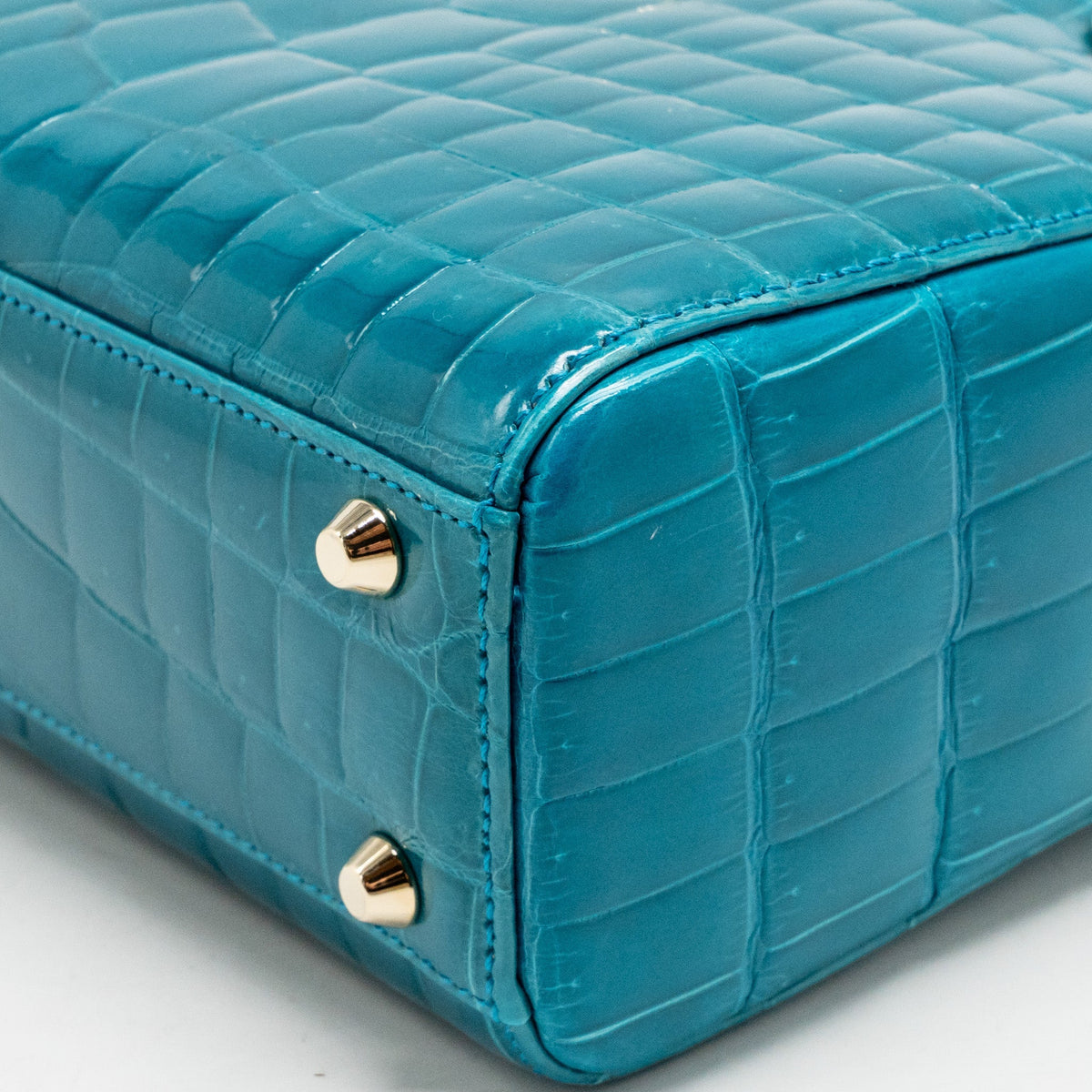 Dior mini lady dior shiny crocodile niloticus blue with crystal LGHW