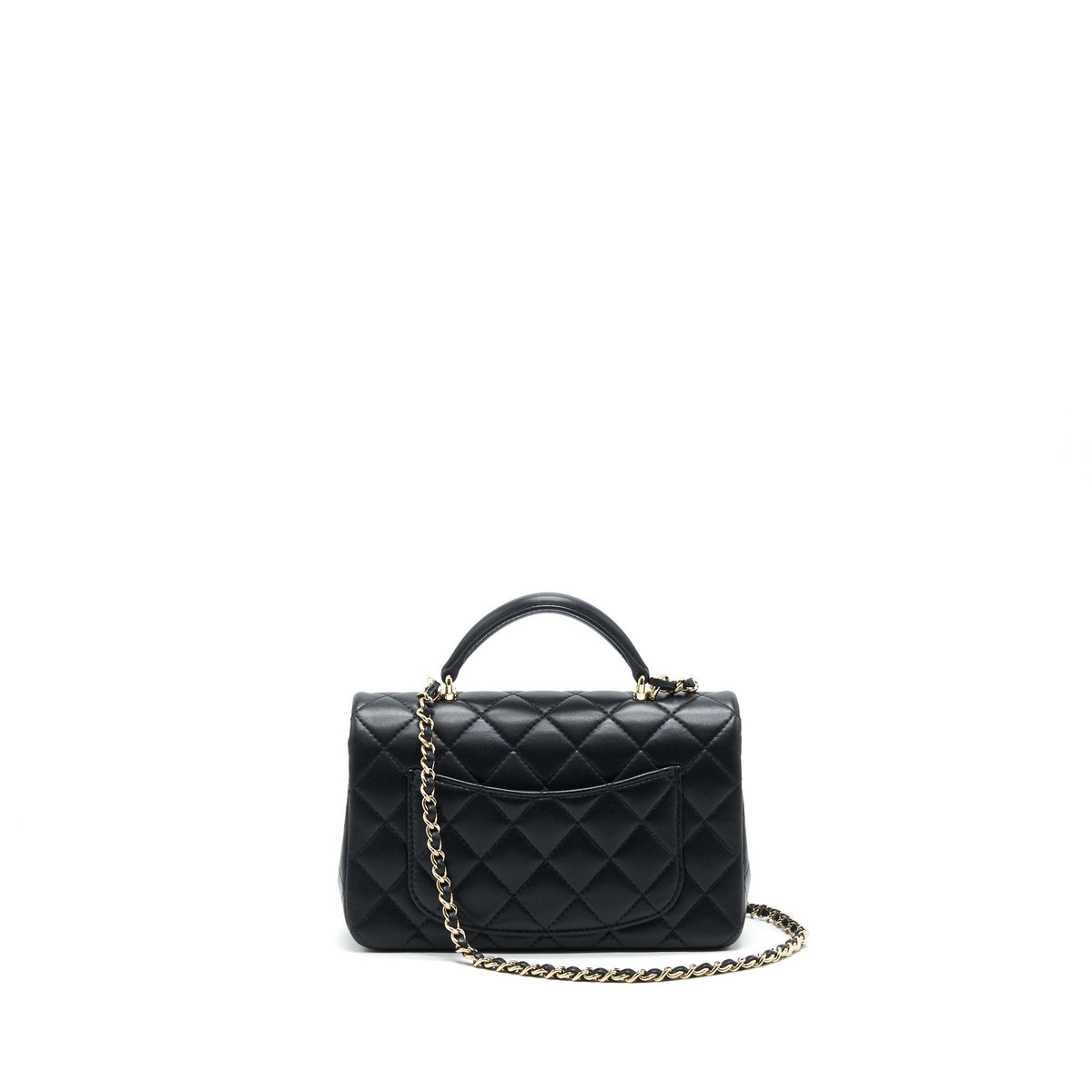 CHANEL 21K TOP HANDLE MINI RECTANGULAR FLAP BAG BLACK GHW